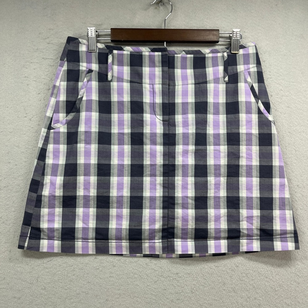 Annika Cutter & Buck Skort Womens Size 6 Purple Navy Plaid Golf Tennis Preppy